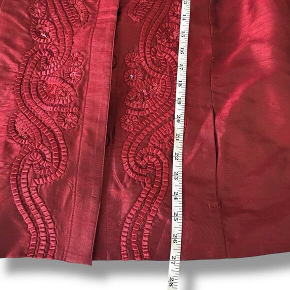 Chico's Jacket NWT Size 3 (XL) Twirling Applique Beaded Tiena Blouse Cardinal - Picture 6 of 6